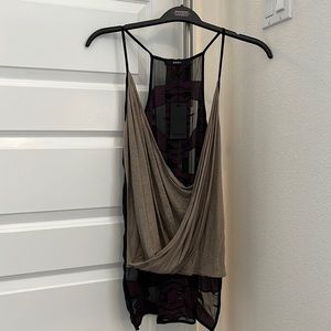 Super cute spaghetti strap tank with embroidered sheer back BNWT